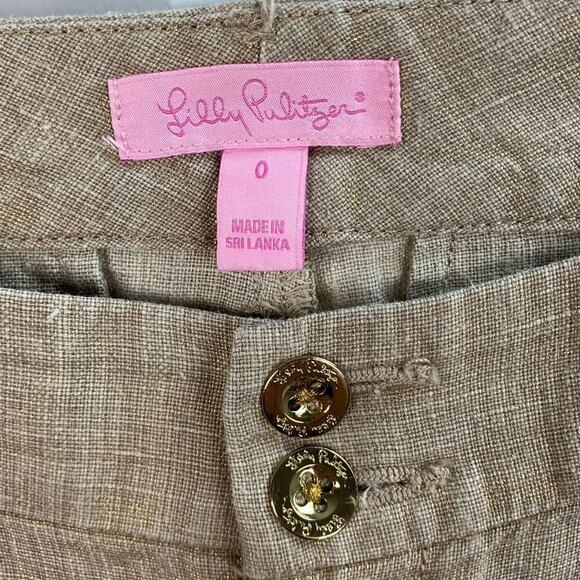 Elegant Lilly Pulitzer Linen Crop Pants Size 0 - Picture 2 of 6